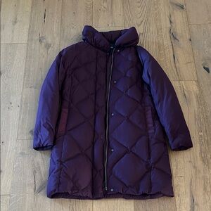 Lands end small 80% down long Quilted Puffer Coat in Deep Plum